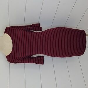 Trixie & LULU Medium burgundy red & navy blue striped dress